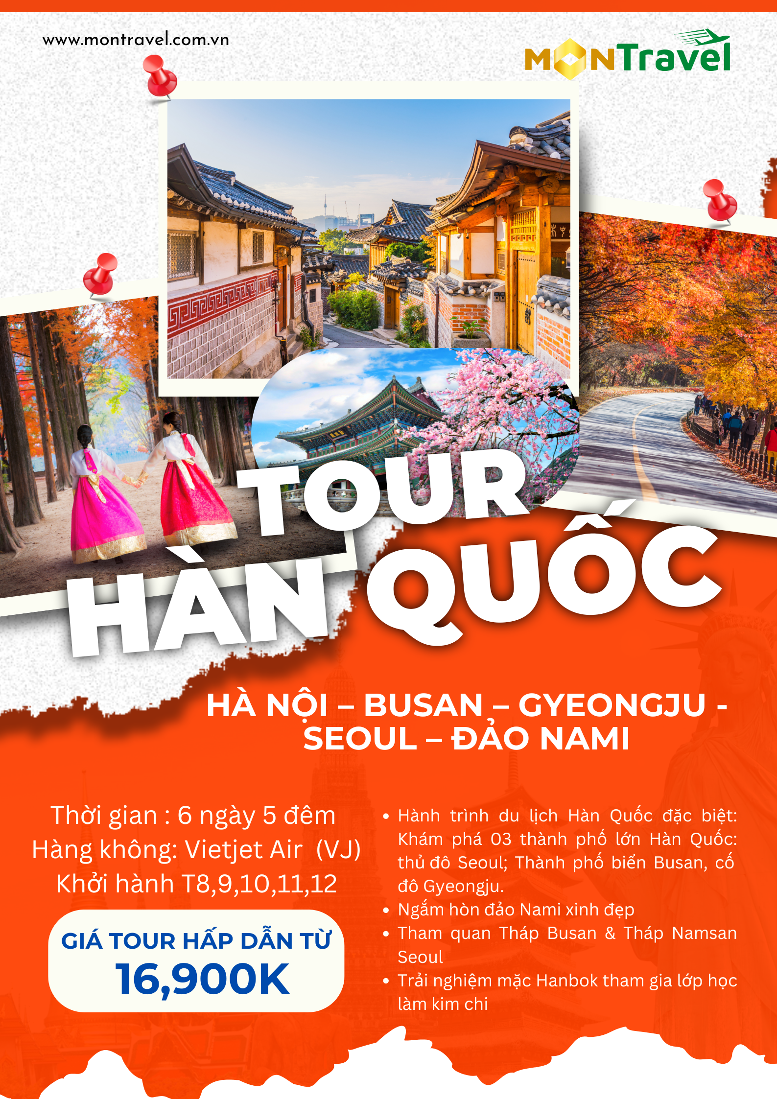 Tour Hàn Quốc HÀ NỘI – BUSAN –GYEONGJU- SEOUL– ĐẢO NAMI 6N5Đ